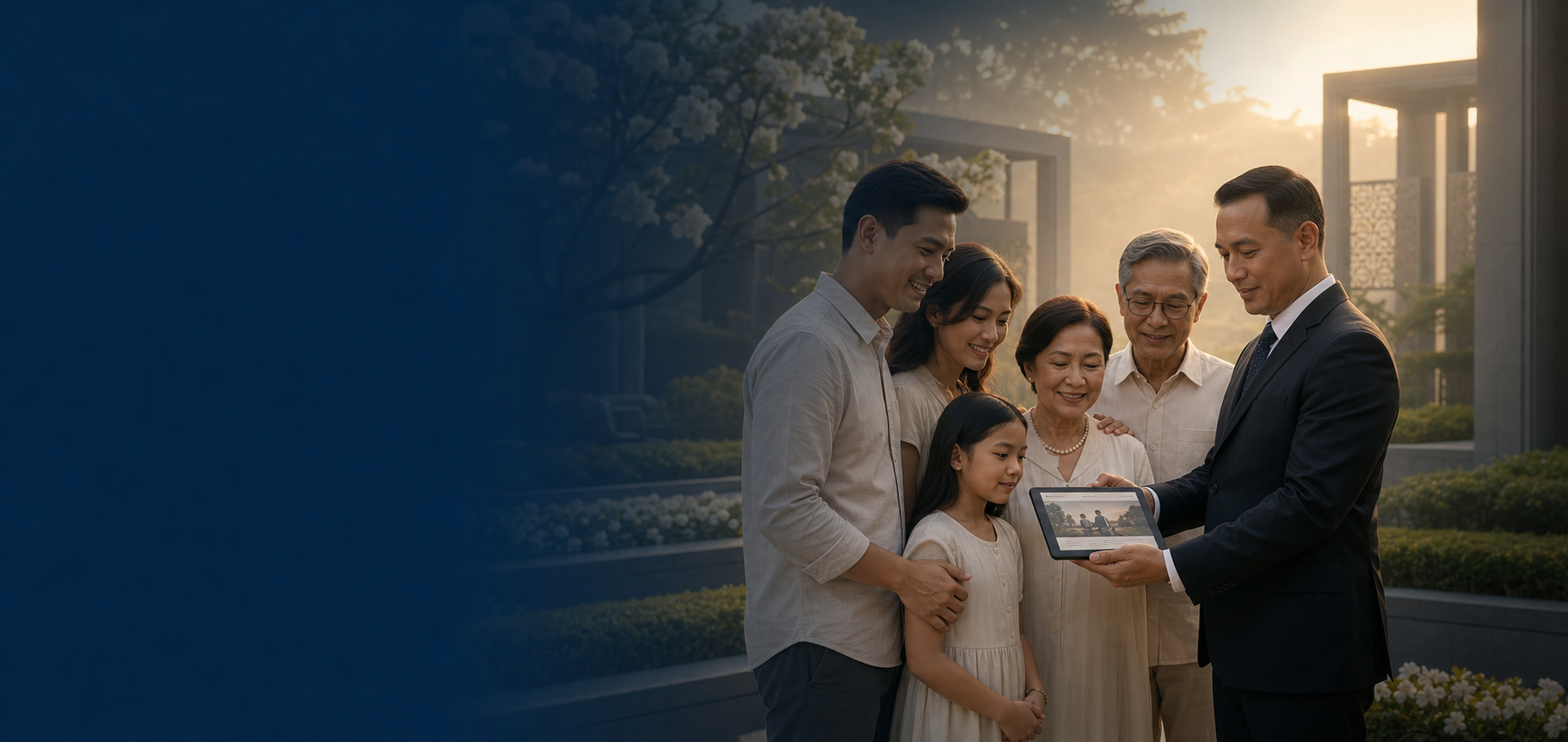A memorial service director helping a Filipino family preserve their digital legacy